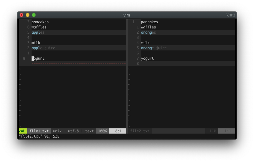 Basic diffing with Vim