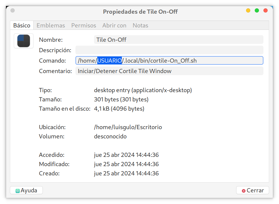 Propiedades de Tile On-Off